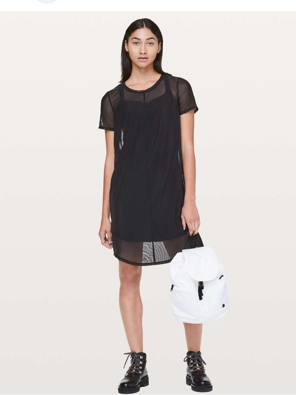 EUC lululemon athletica Sheer Layered T-Shirt Dress - Black